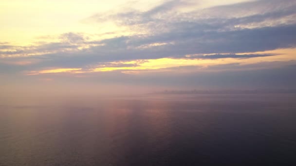 Mar Puesta Del Sol Océano Paisaje Marino Drone — Vídeo de stock