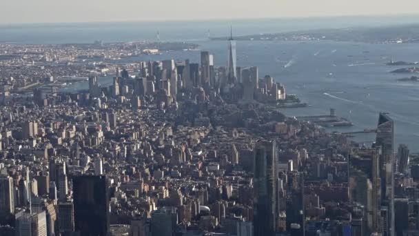 Légi Felvétel Egy Helikopter New York Városkép Városi Területek East — Stock videók