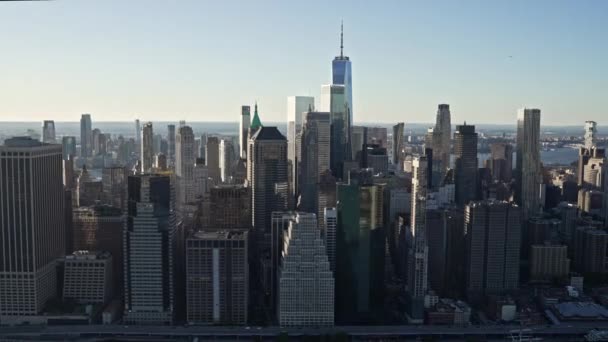 Gündüz Vakti New York Gökdelenlerinden Bir Helikopterden Geniş Bir Görüntü — Stok video