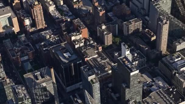 Aerial Pan Shot Left Right Helicopter New York Cityscape Daytime — Video Stock