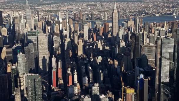 Flygfoto Från Helikopter New Yorks Stadsbild Dagtid — Stockvideo