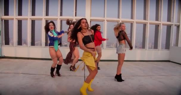 Women Dancing Crew Girl Band Urban — Wideo stockowe