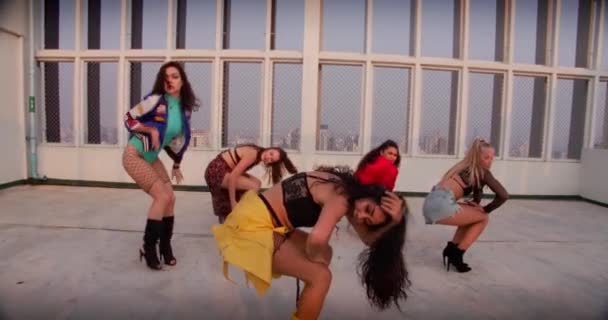 Women Dancing Crew Girl Band Beautiful — Video Stock