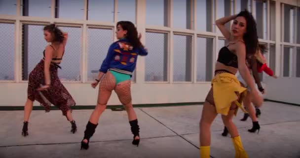 Sexy Women Dancing Crew Girl Group — Wideo stockowe