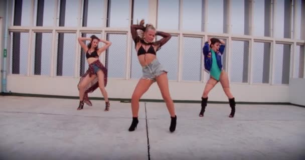 Kvinnor Dans Besättning Flickor Utför — Stockvideo