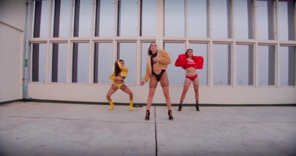 Women Dancing Crew Girl Band Pop Music — Vídeo de Stock