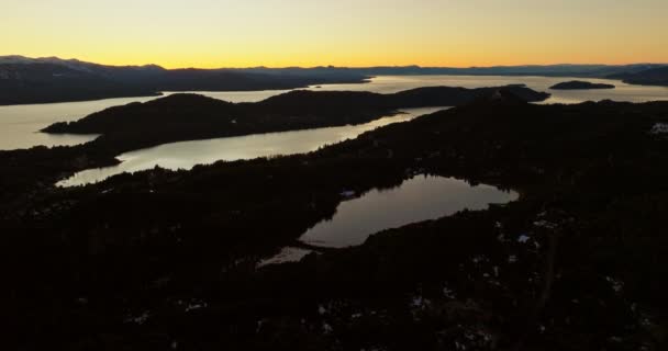 Aerial View Lake District Its Lush Green Forest Bariloche Argentina — Vídeos de Stock