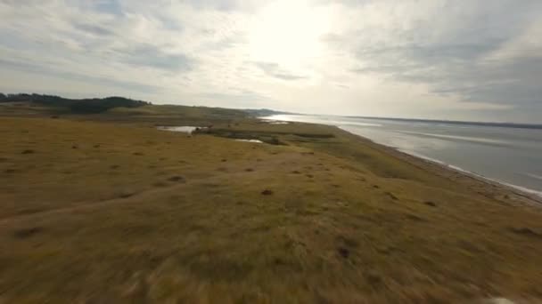 Drone Coastline Hanklit Cliffs Mors Ocean — Vídeo de stock