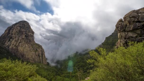 Rock Clouds Roque Agando Valley Kanárské Ostrovy — Stock video