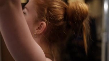 Woman, Pulling, Lat Machine, Redhead, Gym