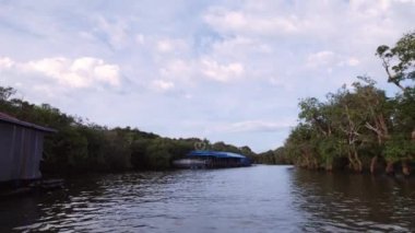 River, Drone, Floating Village, Cambodia, Boat