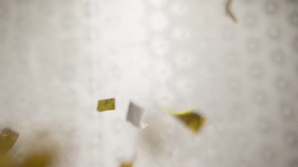 White Background Bunch Falling Confetti — Wideo stockowe