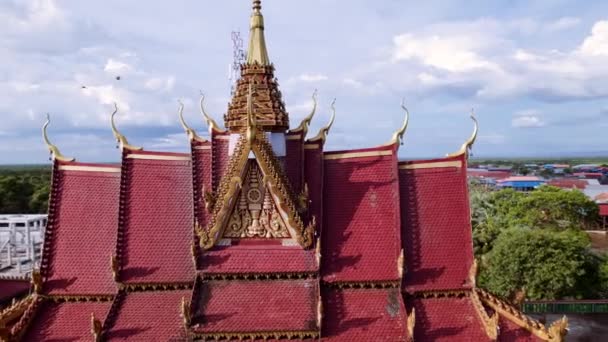 Temple Drone Roof Floating Village Cambodia — 비디오