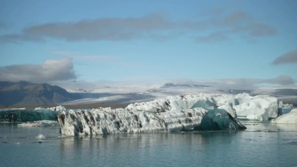 Ein Weites Bild Der Eisberge Jokulsarlon Glacier Lagoon Island Bei — Stockvideo