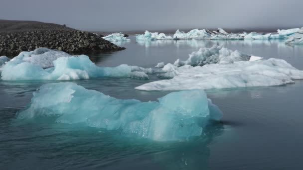Gros Plan Sur Les Icebergs Flottants Lagune Glacier Jokulsarlon Islande — Video
