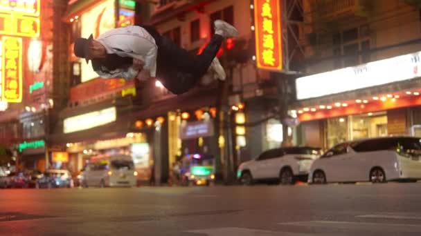 Unge Man Breakdance Hip Hop Urban Bangkok — Stockvideo