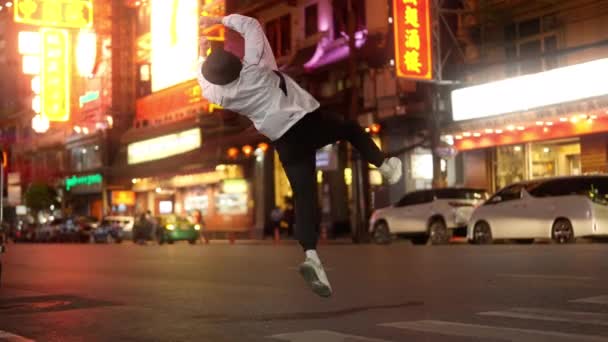 Breakdance Young Man Hip Hop Bangkok Coolt — Stockvideo