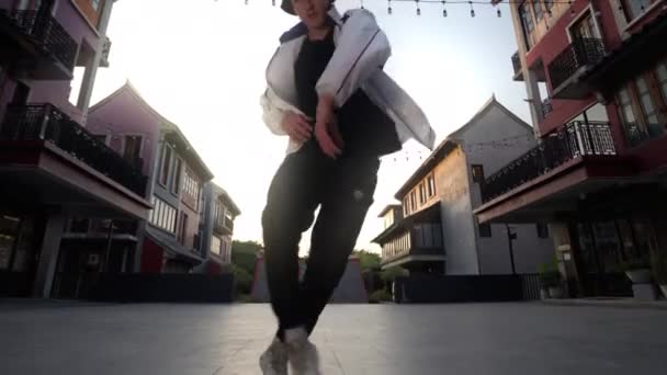 Breakdance Ung Man Hip Hop Ungdomskultur Bangkok — Stockvideo