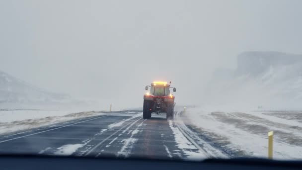 Conducir Nieve Nieve Carretera Islandia — Vídeos de Stock