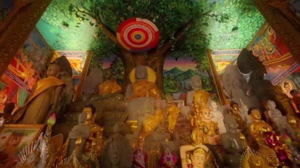 Budismo Templo Ornado Budas Santuário — Vídeo de Stock