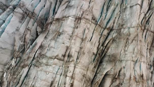 Horní Pohled Svinafellsjokull Ledovec Ukazuje Své Četné Trhliny Během Dne — Stock video