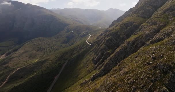 Drone Montaña Carretera Valle Sudáfrica — Vídeos de Stock