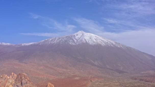 Szeroki Panoramiczny Widok Wulkanu Teide Ukazujący Jego Rozległy Krajobraz Piękne — Wideo stockowe