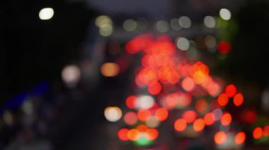Bangkok, Tayland 'da Bokeh araç ve trafik ışıkları