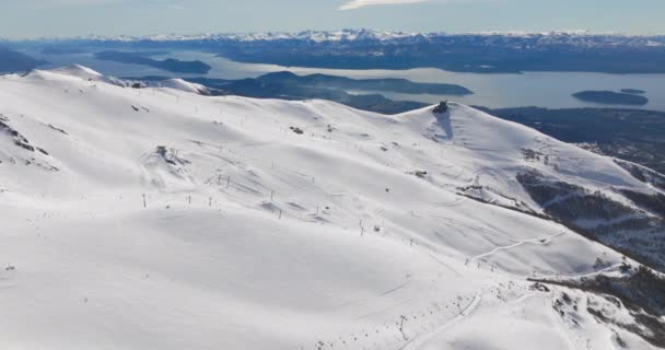 Drone Nieve Estación Esquí Montaña Paisaje — Vídeos de Stock