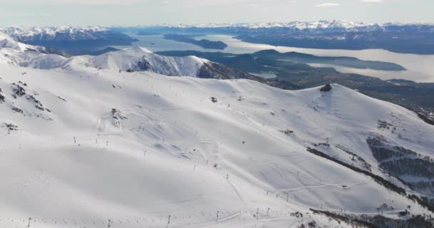 Drone Paisaje Nieve Montaña Dramático — Vídeos de Stock