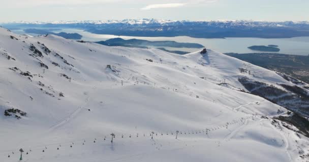 Drone Paisaje Nieve Montaña Estación Esquí — Vídeos de Stock
