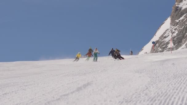 Esquí Pista Esquí Esquí Slalom Nieve — Vídeo de stock