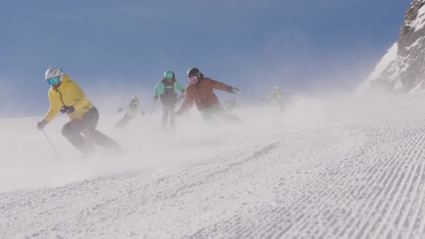 スキー スキー場 スキー場 スラローム — ストック動画