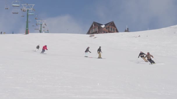 Skifahren Skipiste Skifahrer Resort Schnee — Stockvideo