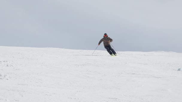Esqui Esquiador Neve Ski Slope Homem — Vídeo de Stock