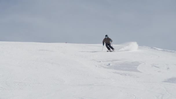 Skifahren Skifahrer Schnee Skipiste Slow Motion — Stockvideo
