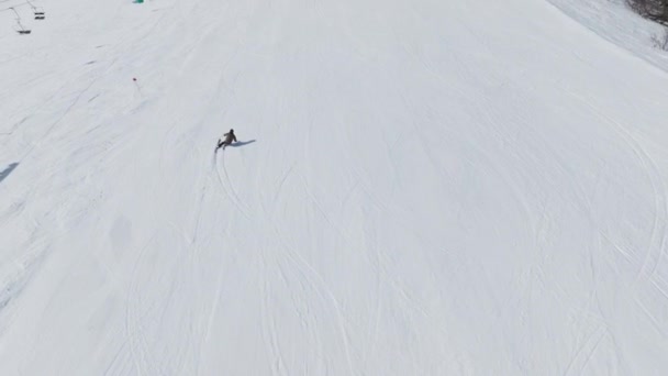 Berg Skifahren Schnee Drohne Skifahrer — Stockvideo