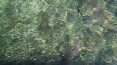 Tayland 'da gündüz vakti yeşil deniz suyunun yüzeyi yakın çekim yavaş çekim videosu.