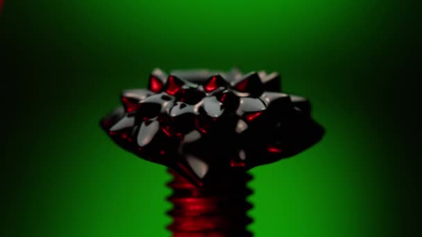 Ferrofluid Green Background Spinning Left Side Presence Magnetic Field — Stock Video