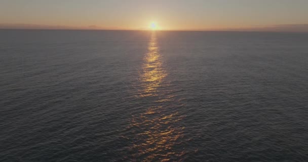 Κηφήνας Άποψη Της Αντανάκλασης Ηλιοβασίλεμα Στα Γαλήνια Νερά Της Παραλίας — Αρχείο Βίντεο