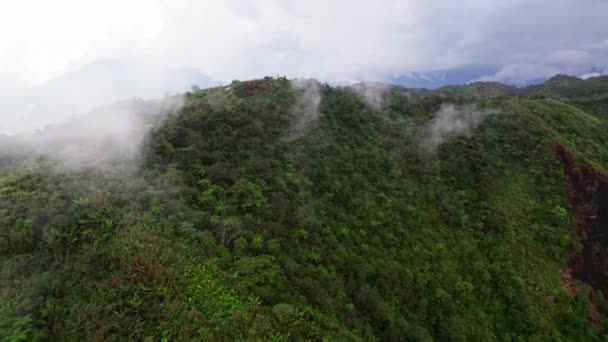 Nebbie Mistiche Una Catena Montuosa Verdeggiante Creando Atmosfera Accattivante — Video Stock