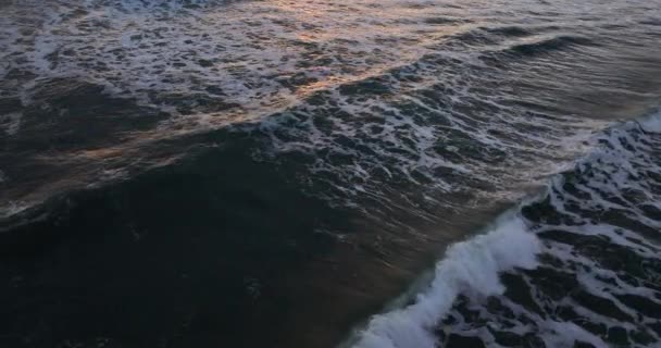 Drone Eye View Captures Seashore Enchanting Light Sundown — Stock Video