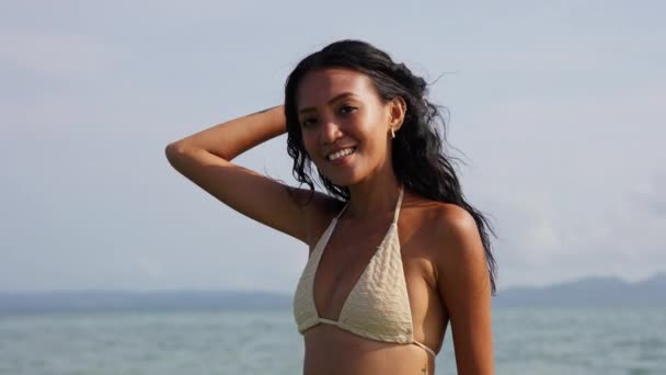 Ohromující Ženský Turista Vyzařující Krásu Šarm Užívající Svůj Čas Malebné — Stock video