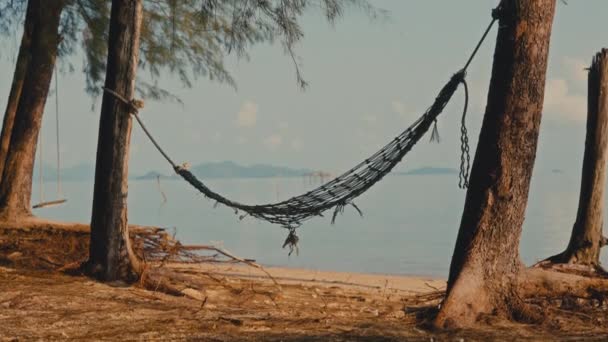 Černá Nylonová Síť Houpací Síť Nabízí Ideální Místo Odpočinku Namáčení — Stock video