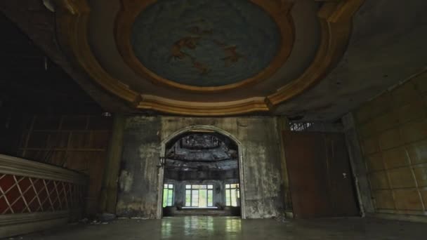 Dilapidated Grandeur Once Stunning Mansion Intricate Hall Design — Stock Video