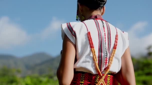Μια Γυναίκα Φορώντας Μια Φούστα Binayyaung Δει Από Πίσω Κατά — Αρχείο Βίντεο