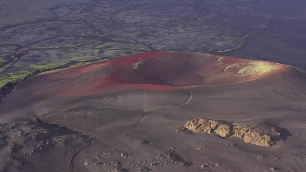 Een Drone Nadert Langzaam Krater Van Raudhaskal Ijsland Toont Het — Stockvideo