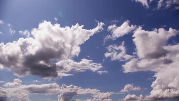 Beleza Das Nuvens Graciosamente Deriva Vasto Céu Azul — Vídeo de Stock