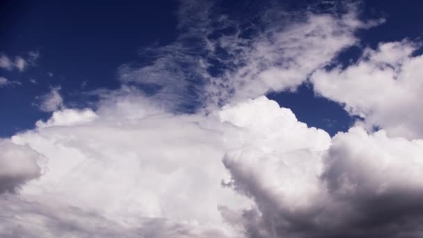 Beyaz Yumuşak Dalgalı Bulut Oluşumları Zarif Bir Şekilde Gökyüzünde Dolaşır — Stok video