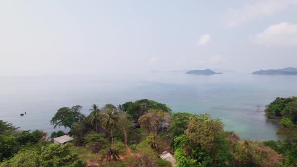 观景鸟瞰观园的热带天堂 提供宁静的逃生 晶莹清澈的海水和茂密的绿色风景 — 图库视频影像